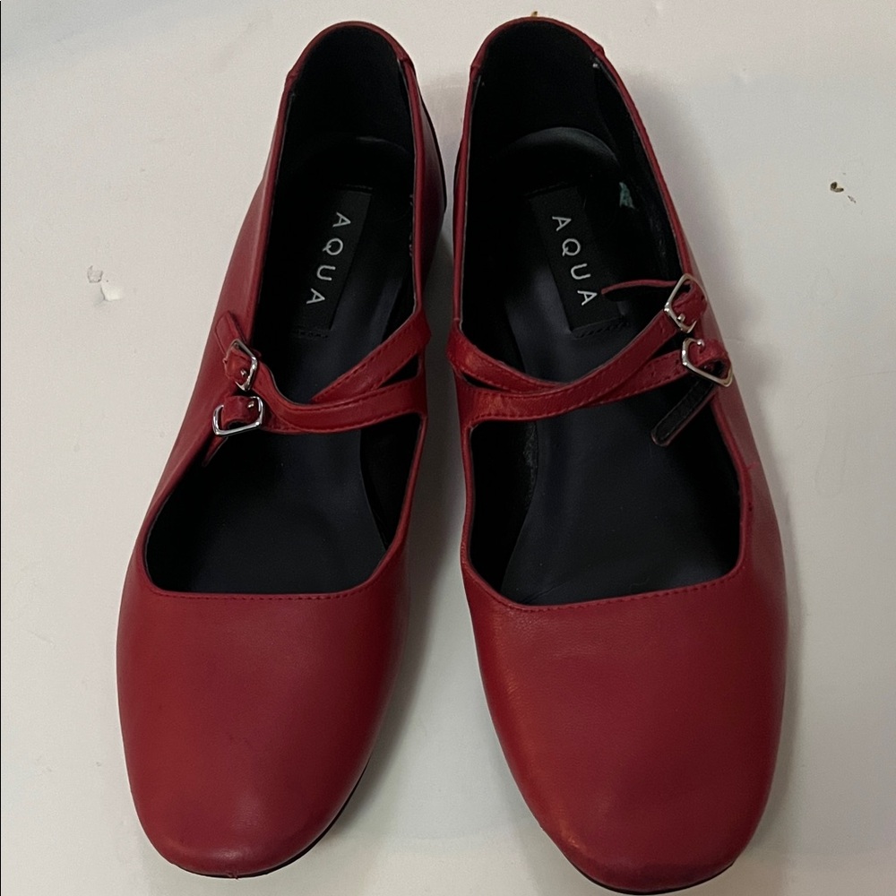 Aqua‎ Anabl Scarlet Mary Jane Buckle ballet Flats size 8.5M